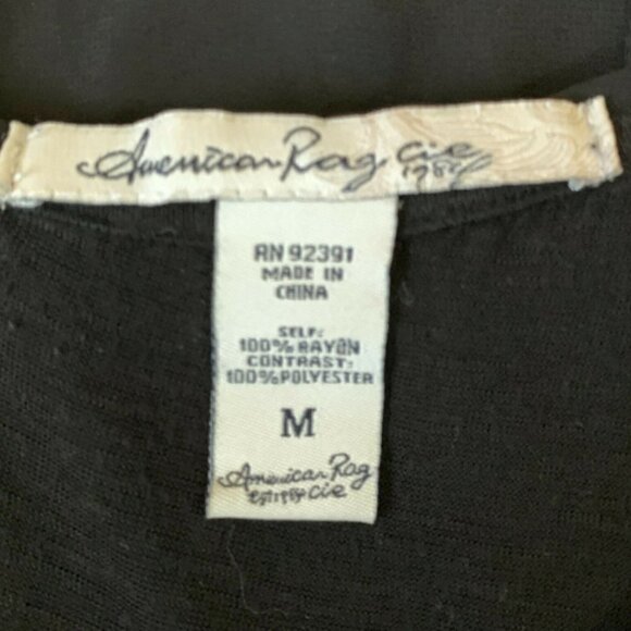 American Rag Cie Sz M Bead Stud & Rhinestone Collar Split Back Hi-Low Top 16i - Picture 7 of 8